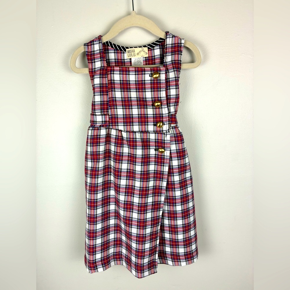 Misha Lulu Girls Red Multi Plaid Dress Size 4
